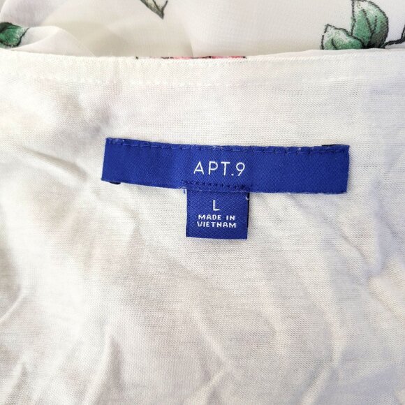 Apt. 9 Floral Chiffon Layered Blouse Women's Large  White & Multicolor - Picture 5 of 5